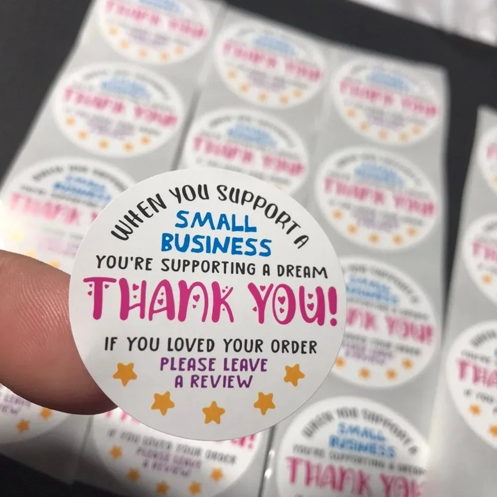 500 thank you for support my small business sticker roll 1.5 inch